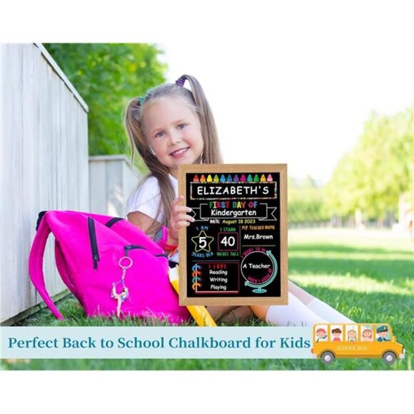 Kids WhatSign First Day of School Wood Board 10.3" X 13.2"  Sign for‎ Girls Boy - Picture 3 of 6